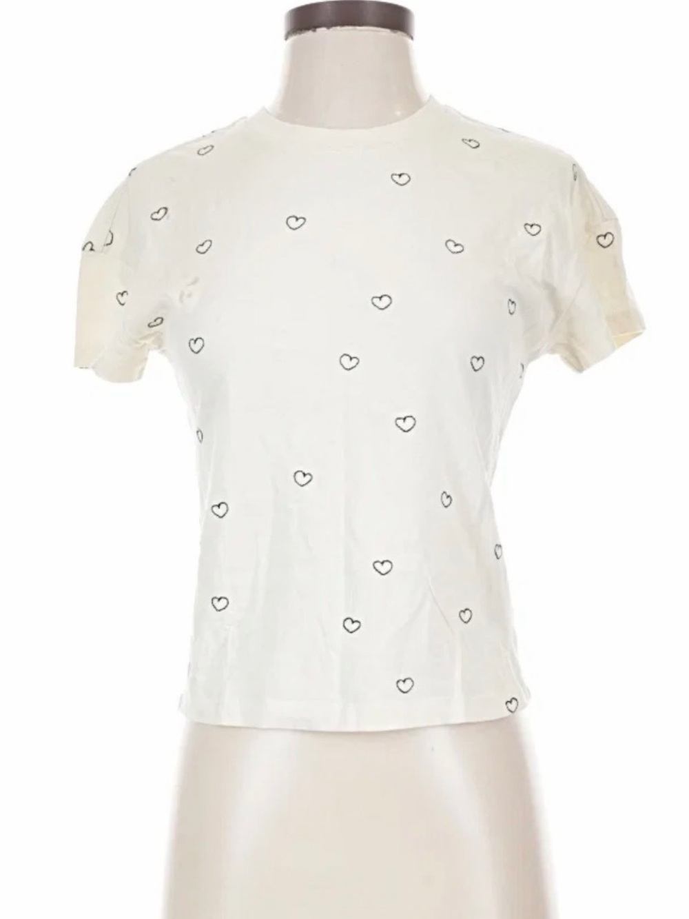 Z Supply White Short Sleeve Tee with Black Heart Print